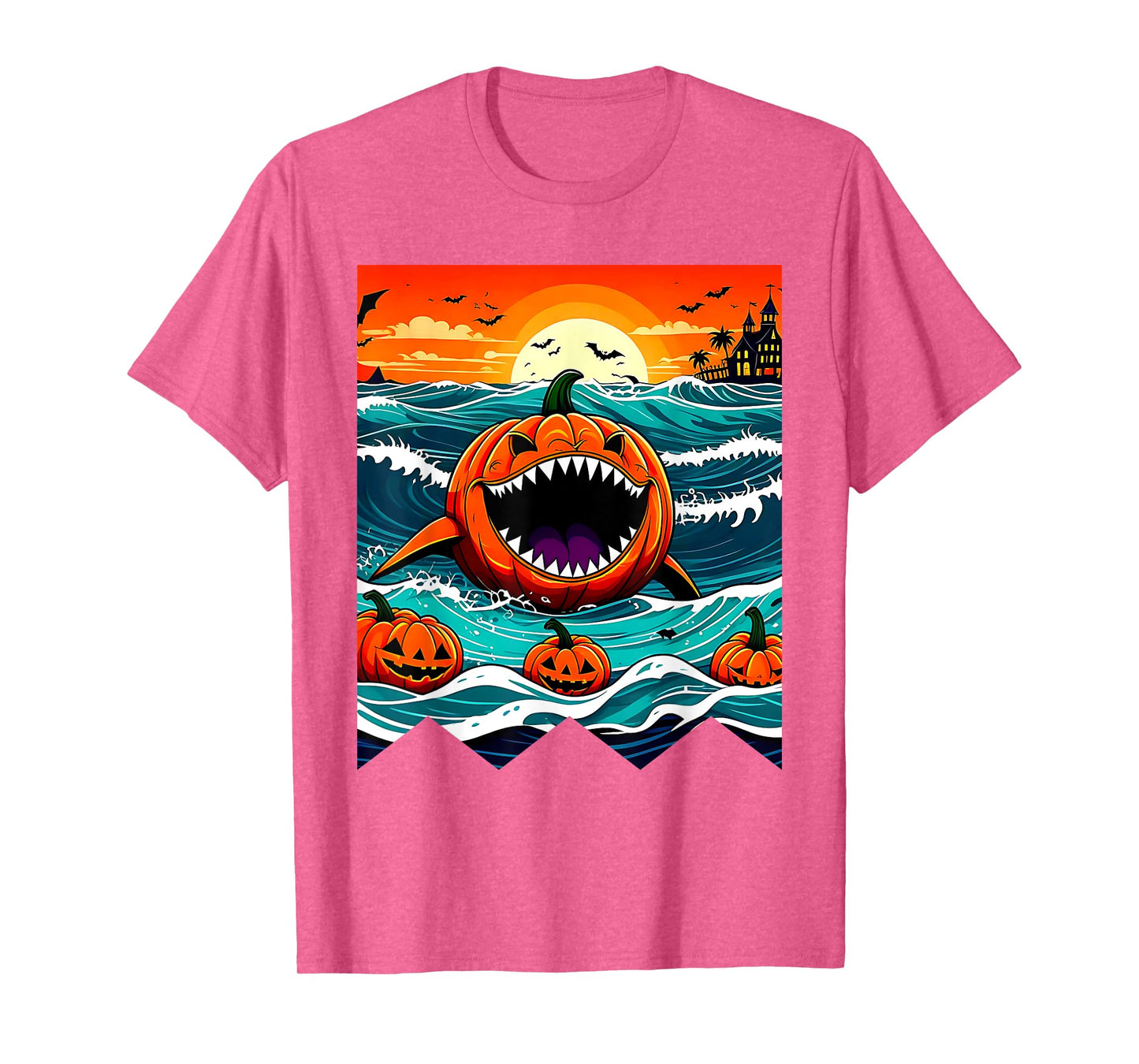 Halloween Pumpkin Shark Funny Summerween Spooky Summer Kids T-Shirt