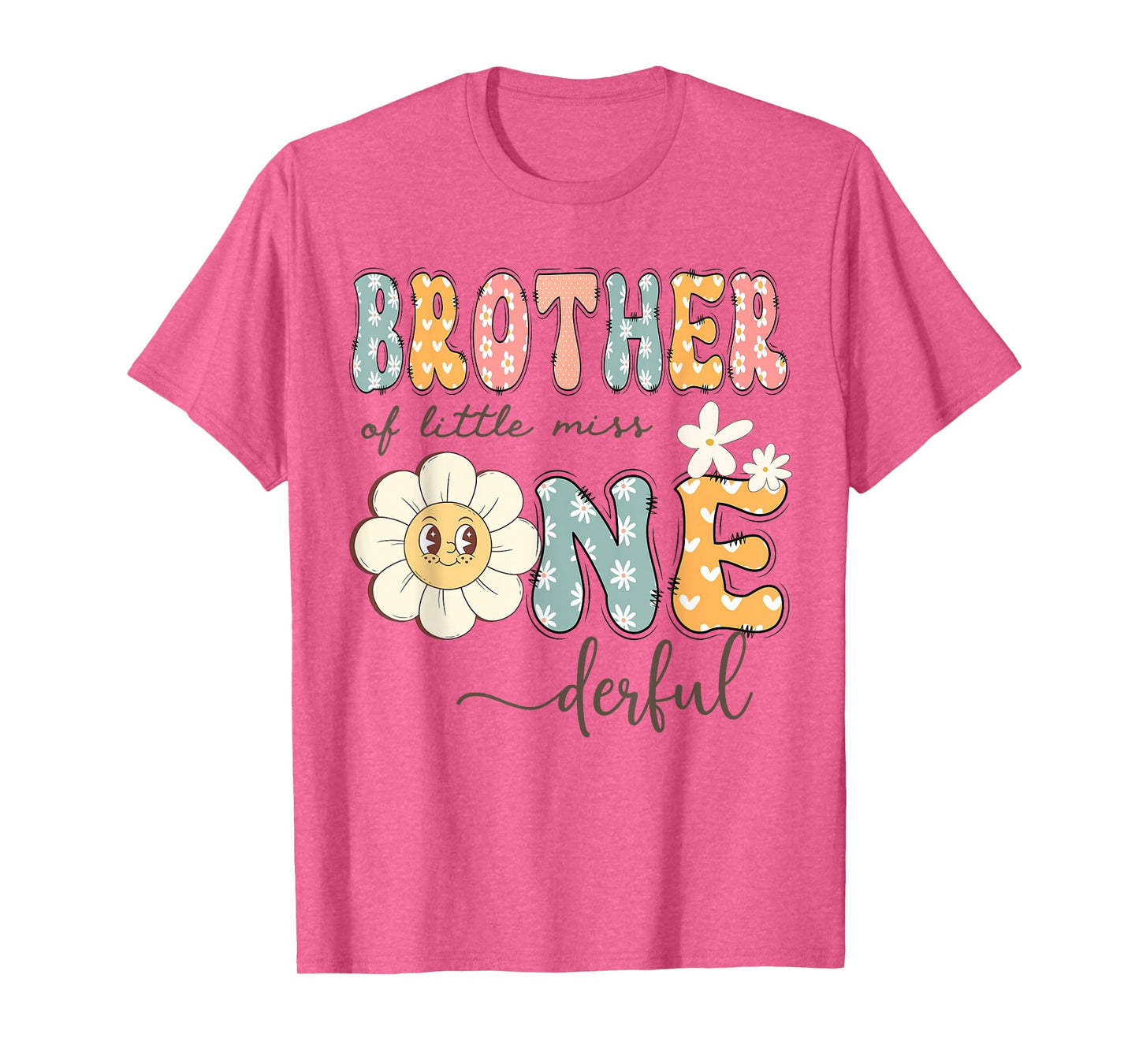 Brother Of Little Miss Onederful 1St Birthday Daisy Lover T-Shirt