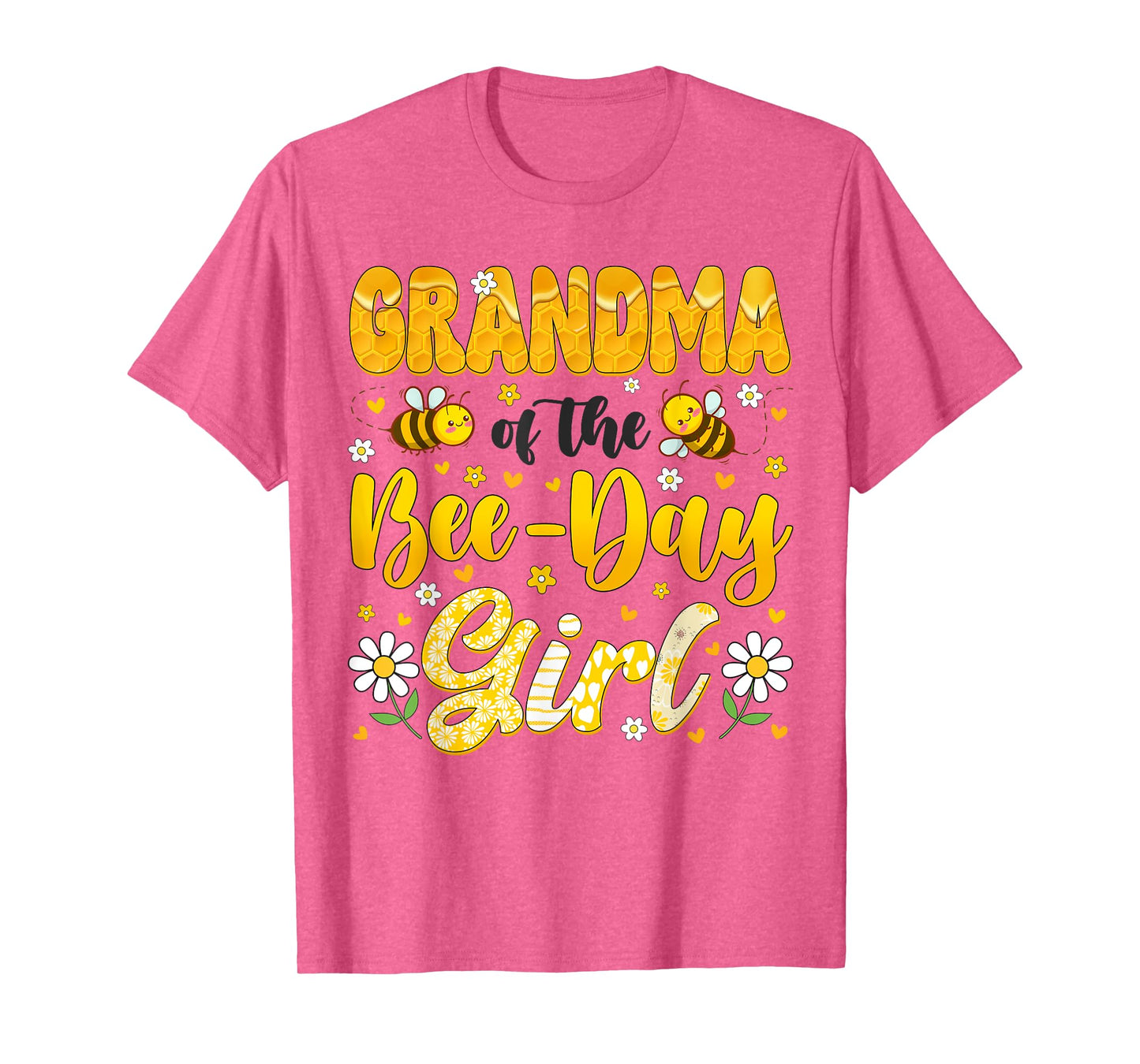 Grandma Of The Bee Day Girl Flower Birthday Family Matching T-Shirt