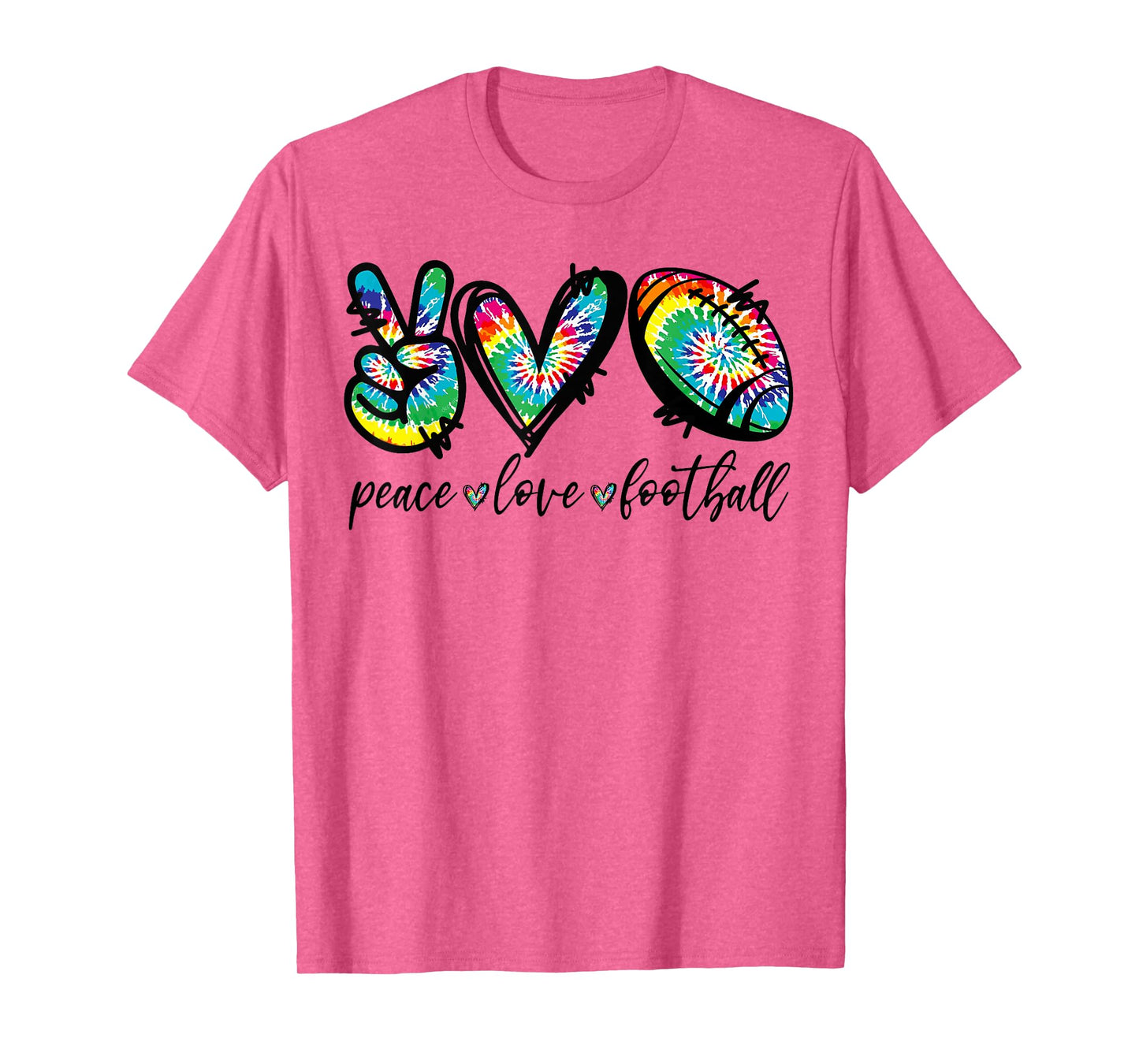 Peace Love Football Tie Dye Cute American Football Lovers T-Shirt