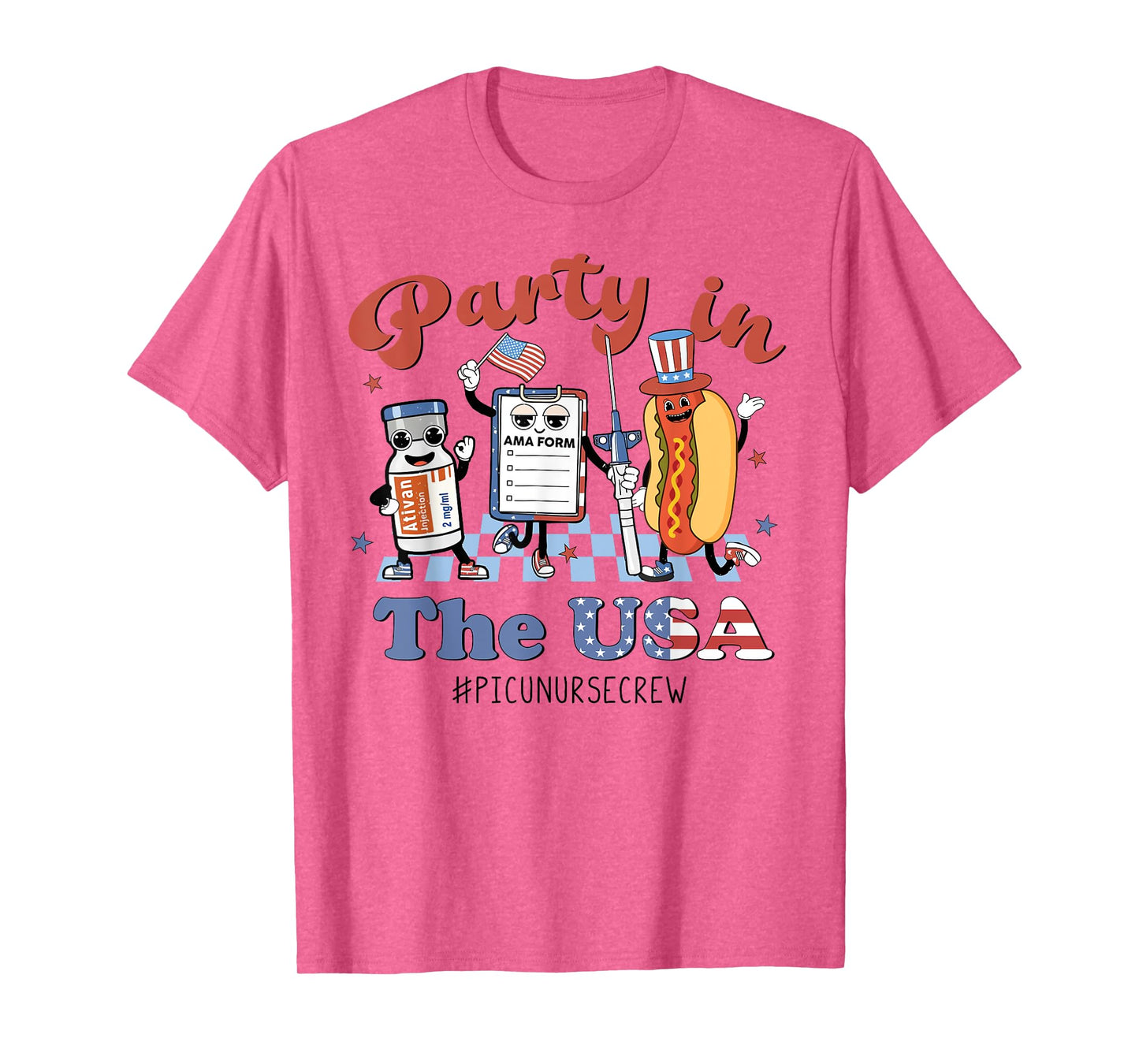 Funny 4th Of July Shirt Party in the USA PICU Nurse Crew Women Men T-Shirt