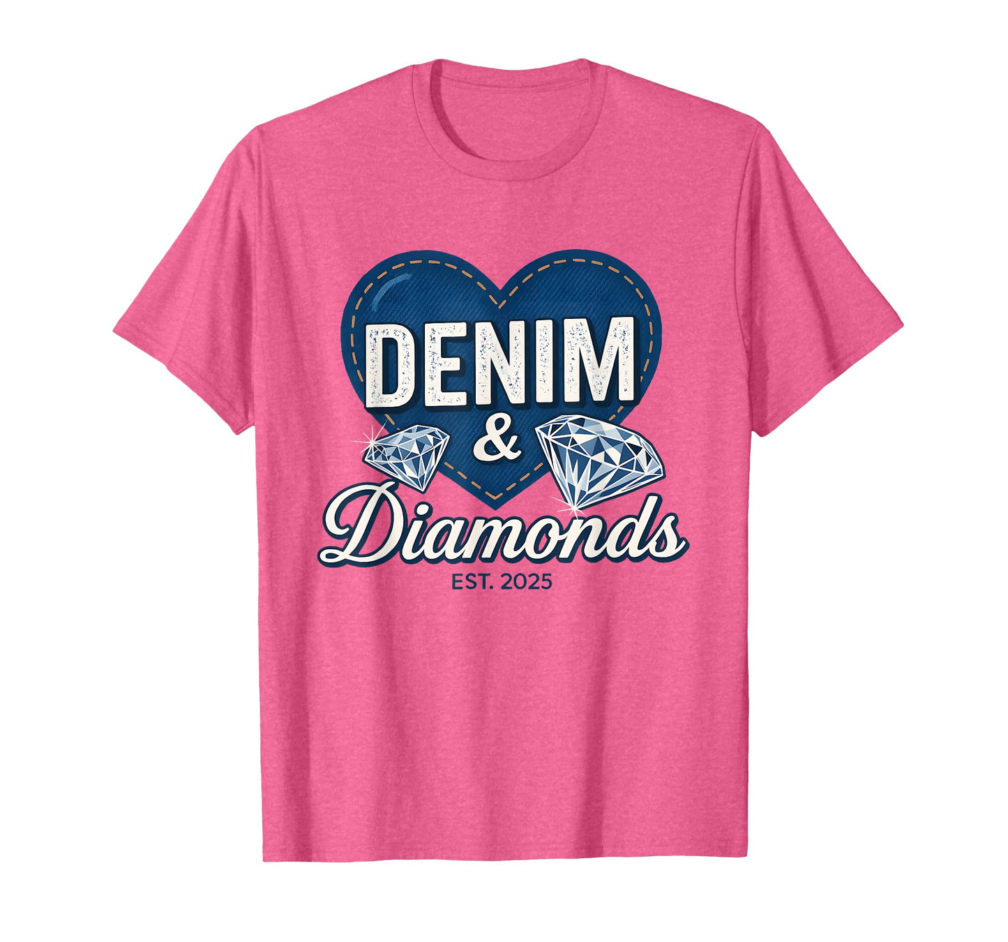 Denim and Diamonds Tee Blue Denim Jeans Outfit for Ladies T-Shirt