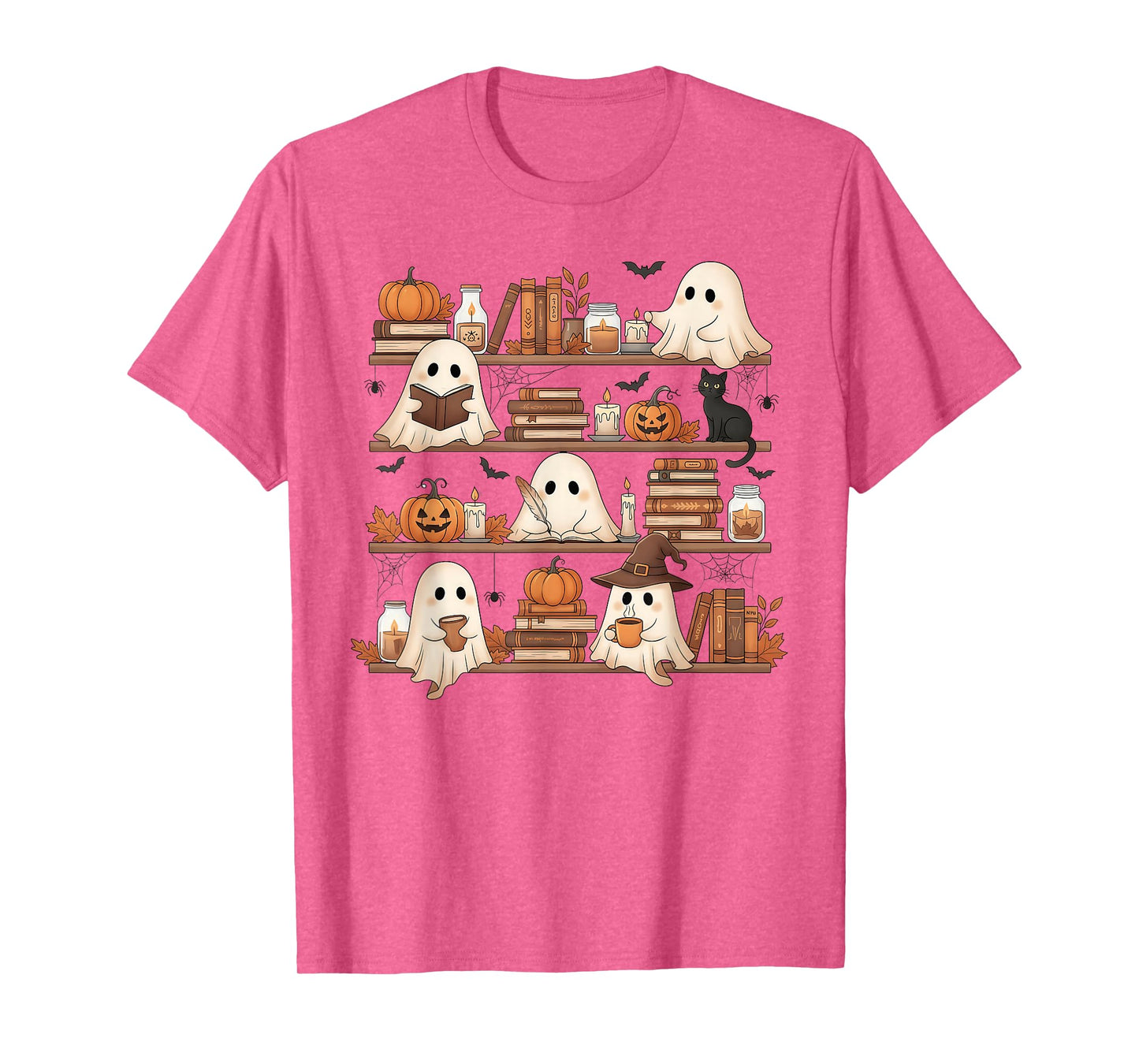 Ghost Reading Book Lovers Library Halloween Spooky T-Shirt