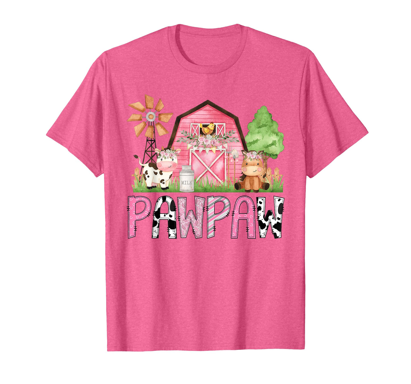 Pawpaw Pink Farm Animal Birthday Kids Matching Family T-Shirt
