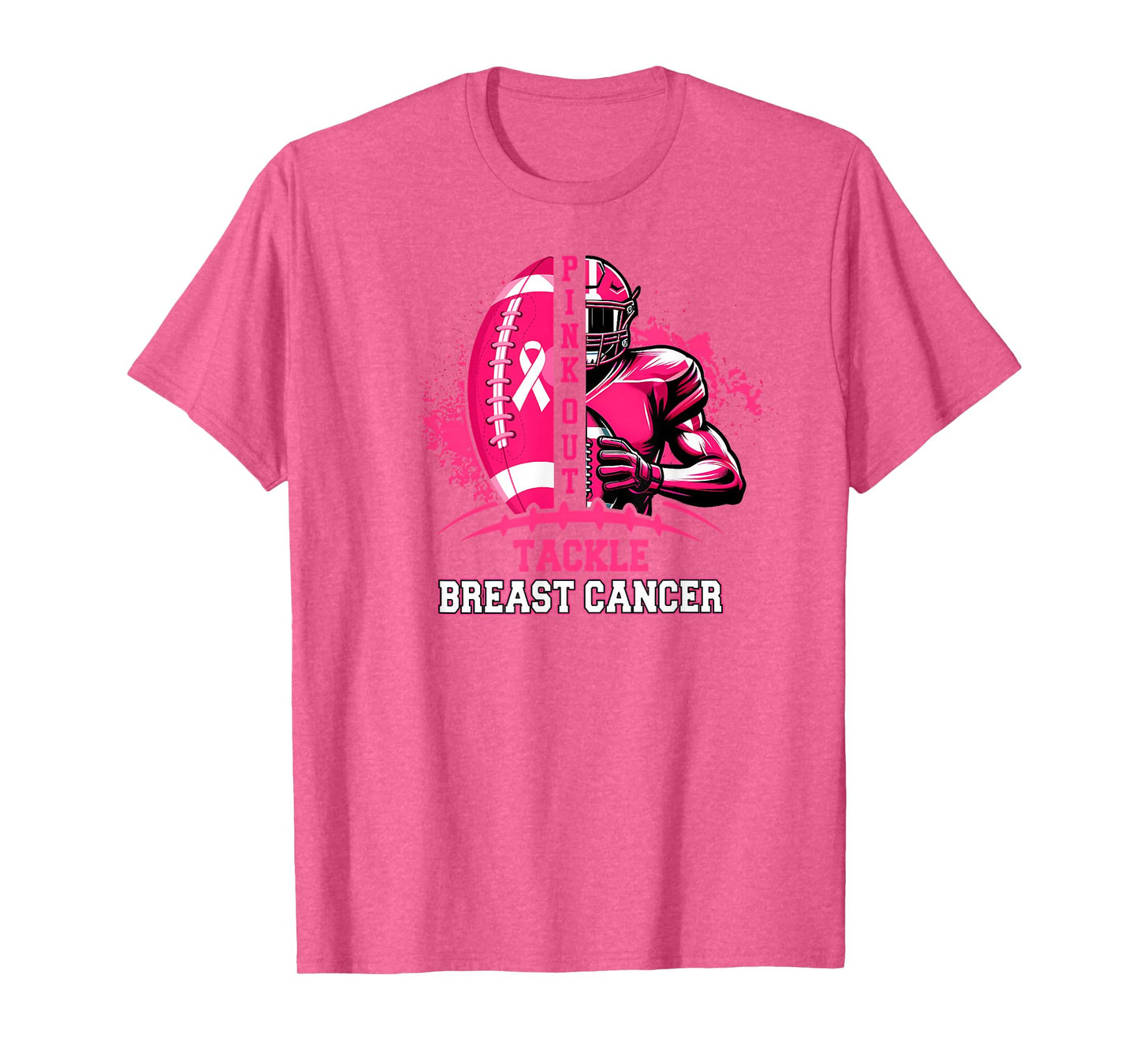Football Game Day Pink Out Tackle Breast Cancer Awareness T-Shirt