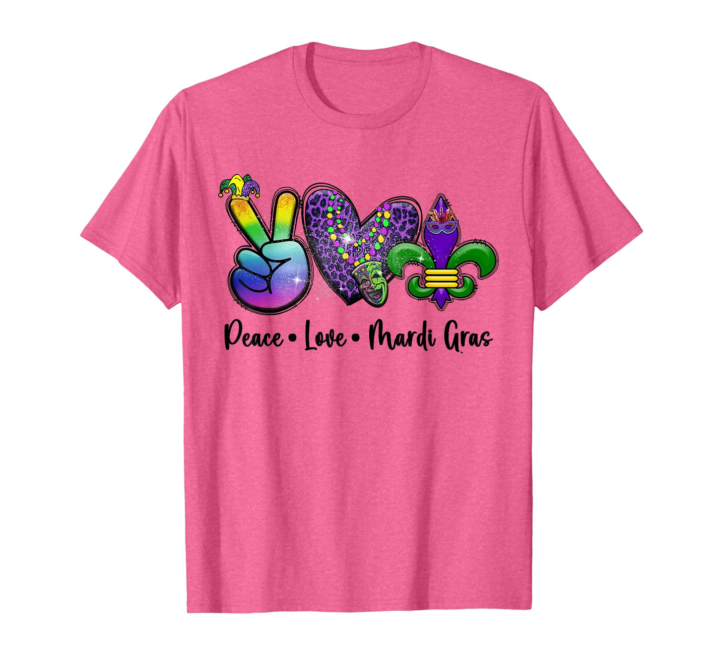 Peace Love Mardi Gras Jester Women Kids Mardi Gras Parade T-Shirt