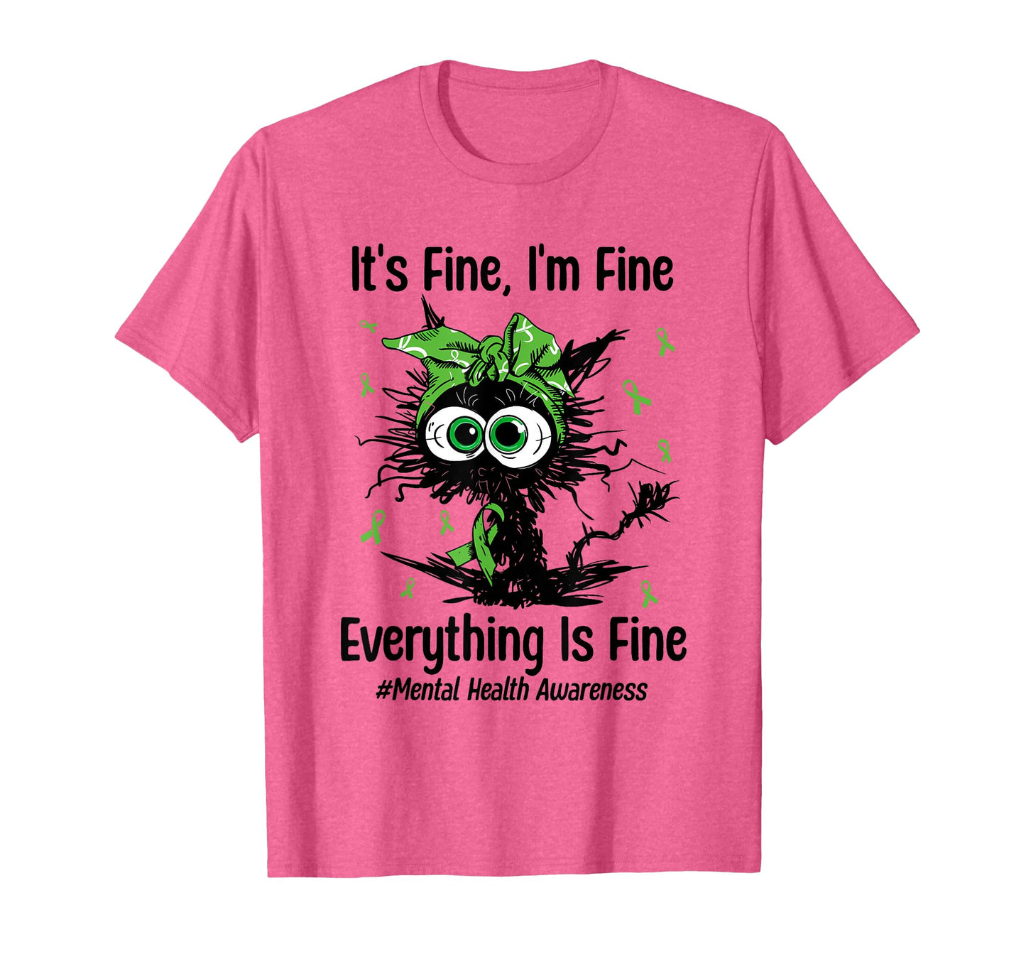 Mental Health Warrior Awareness Black Cat Brain Illness T-Shirt
