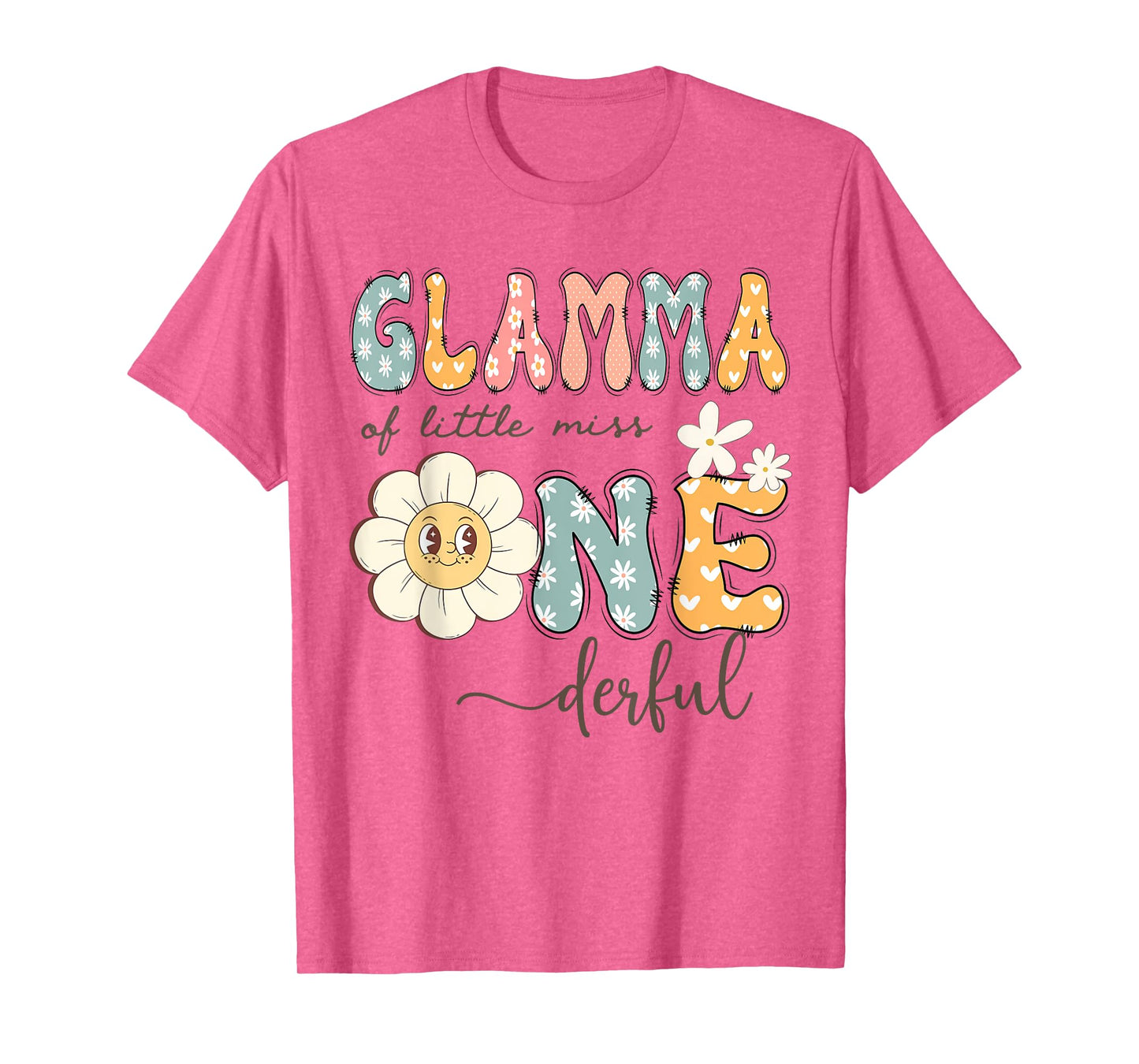 Glamma Of Little Miss Onederful 1St Birthday Daisy Lover T-Shirt