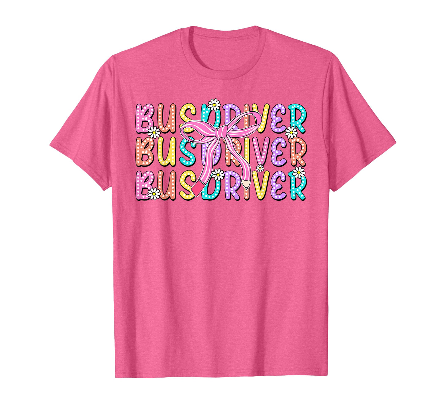 Cute Bus Driver Pencil Coquette Bow Back To School First Day T-Shirt