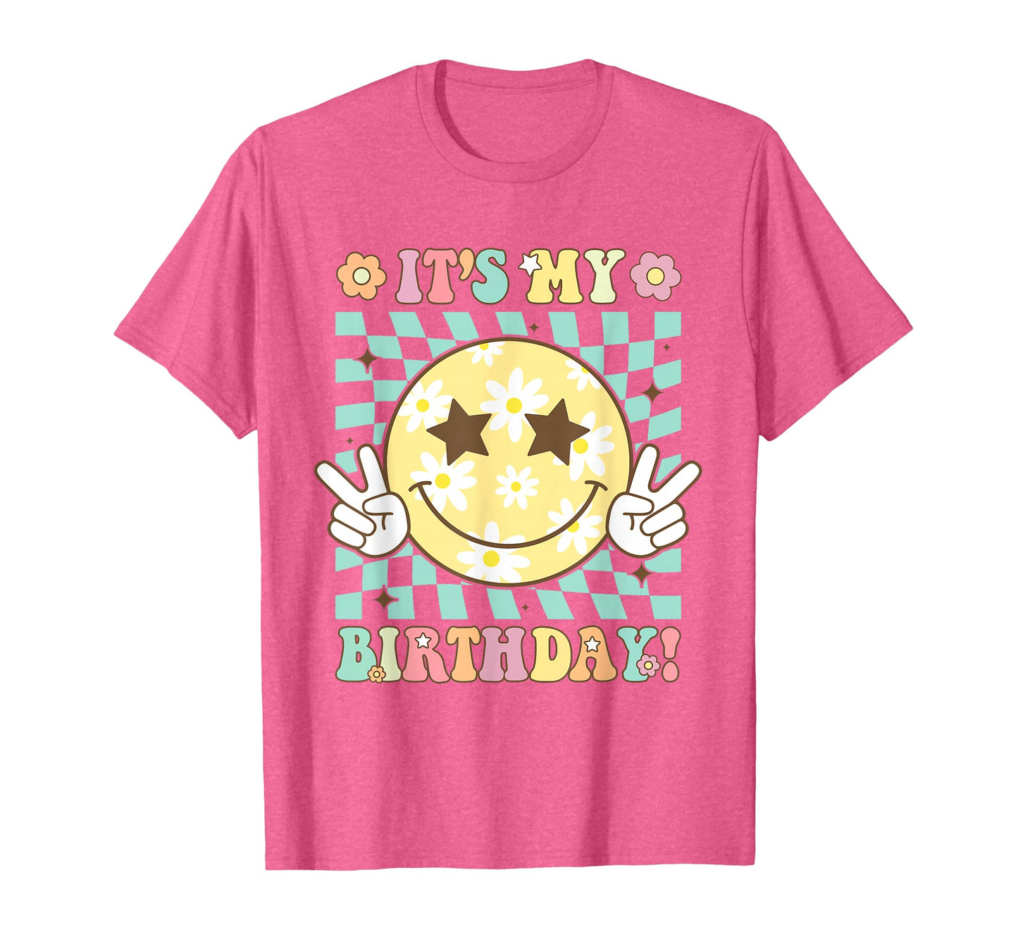 Groovy It's My Birthday Women Teens Girls Retro Smile Face T-Shirt