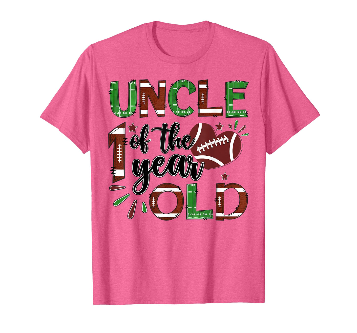 Uncle Of The 1 Year Old Football 1St Year Down Birthday T-Shirt