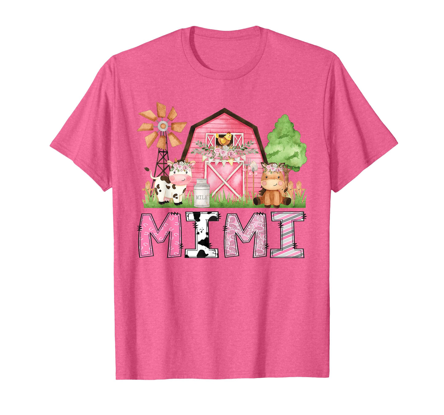 Mimi Pink Farm Animal Birthday Kids Matching Family T-Shirt