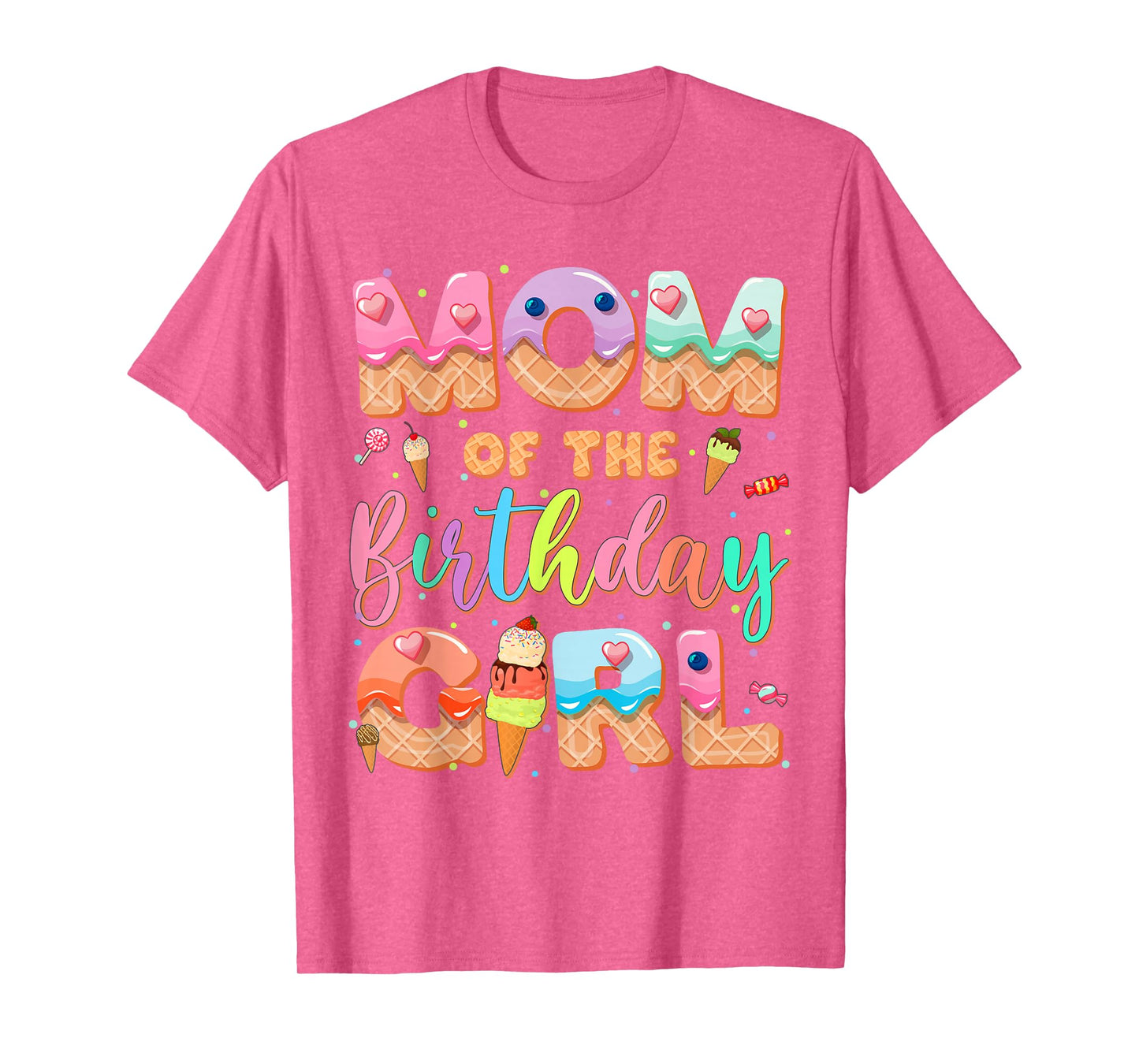 Mom Of The Birthday Ice Cream Family Matching Party T-Shirt