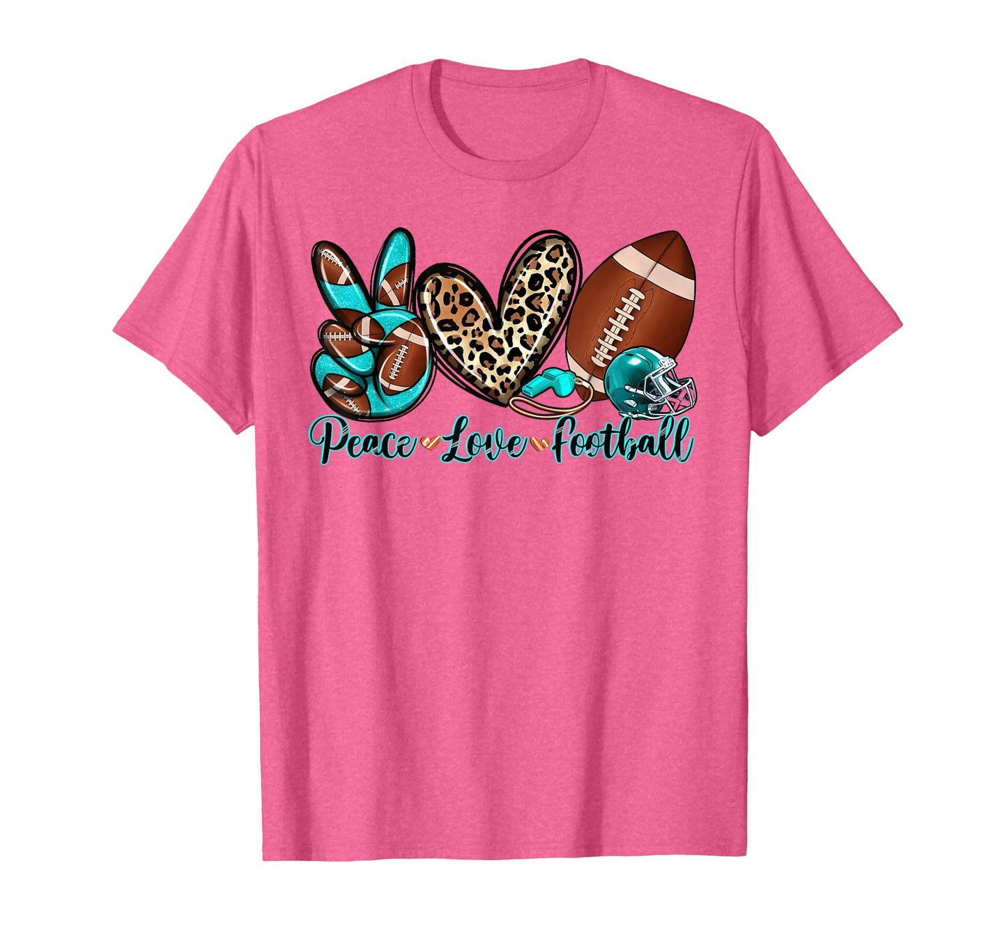 Peace Love Football Leopard American Football Lover T-Shirt