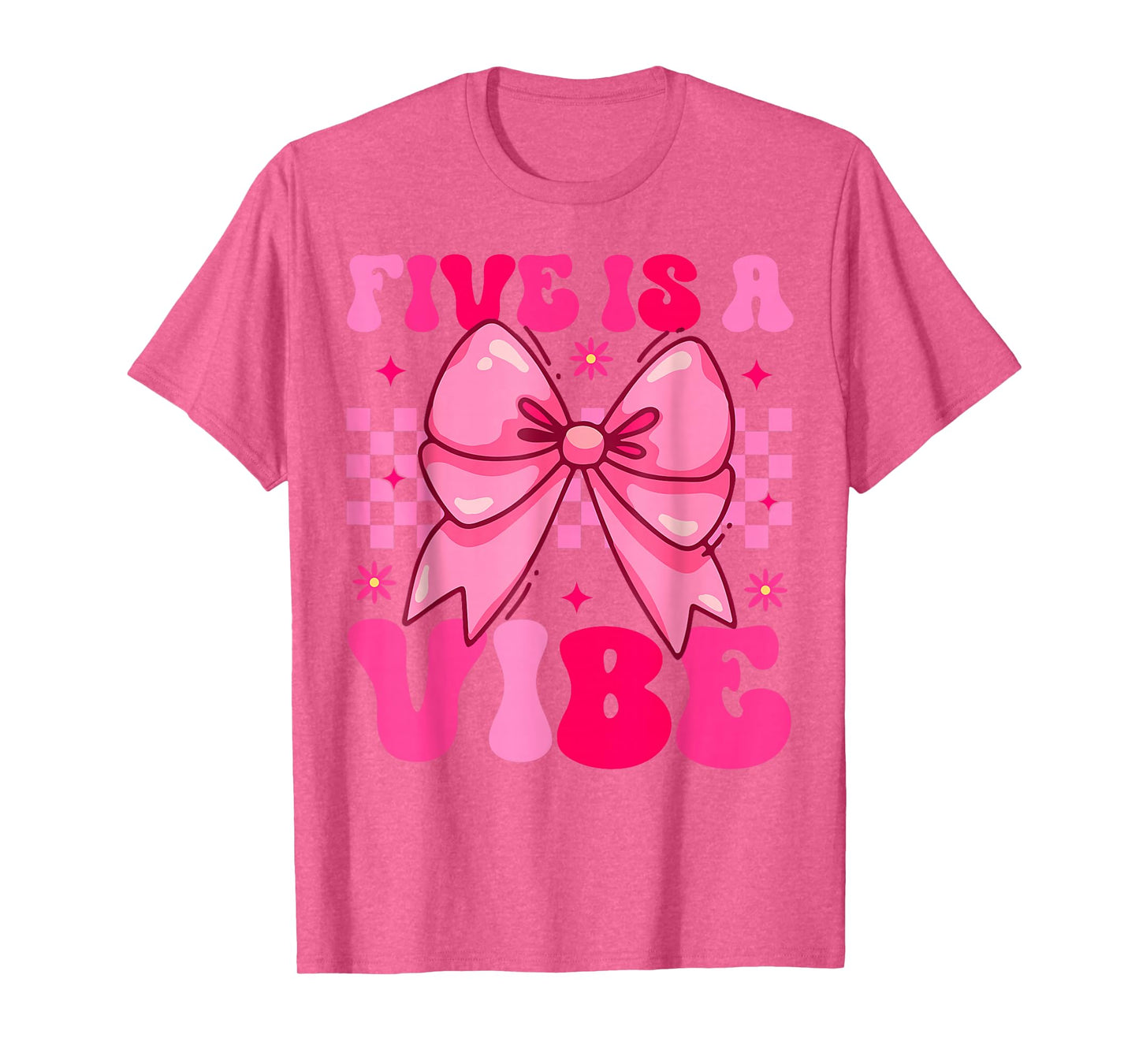 Groovy Birthday Five Is A Vibe Girls Teens Coquette Bow Bday T-Shirt