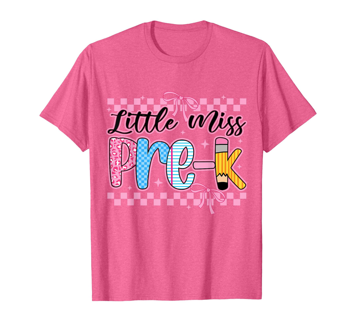 Little Miss Pre-K Back To School Girls Kid Coquette Bow T-Shirt