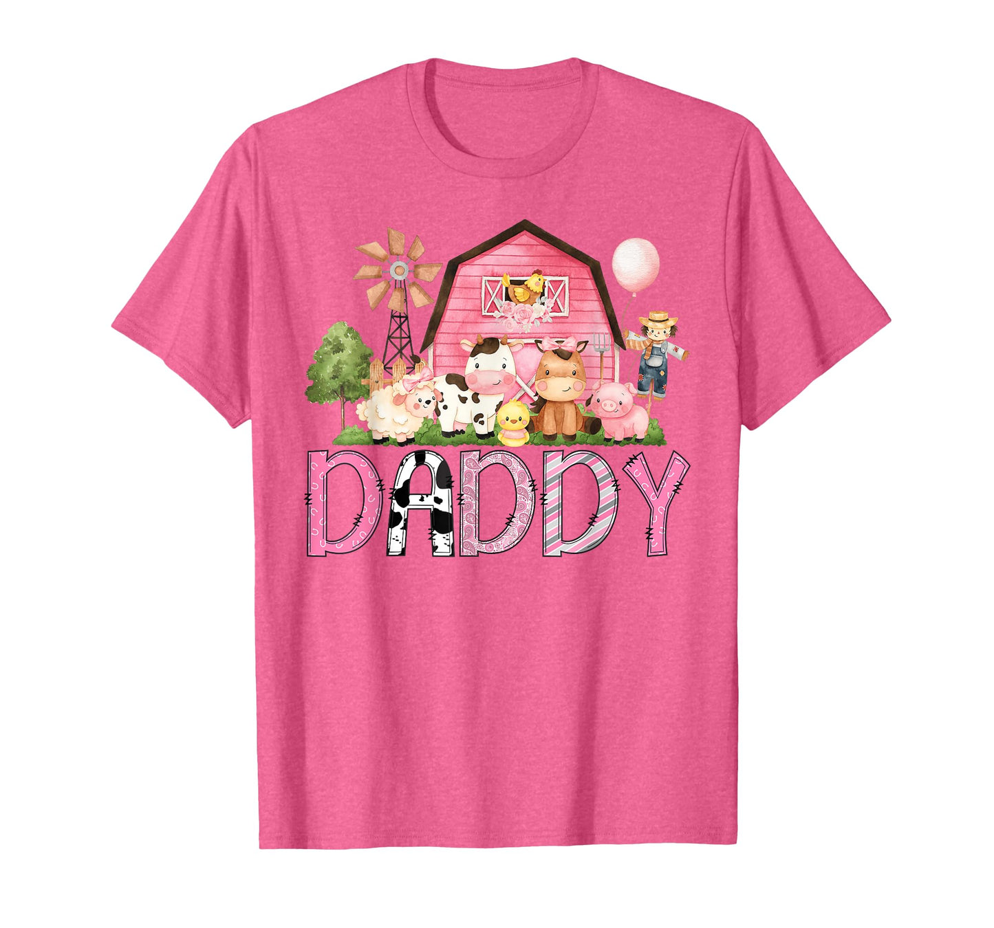 Daddy Pink Farm Cow Lover Birthday Girl Matching T-Shirt