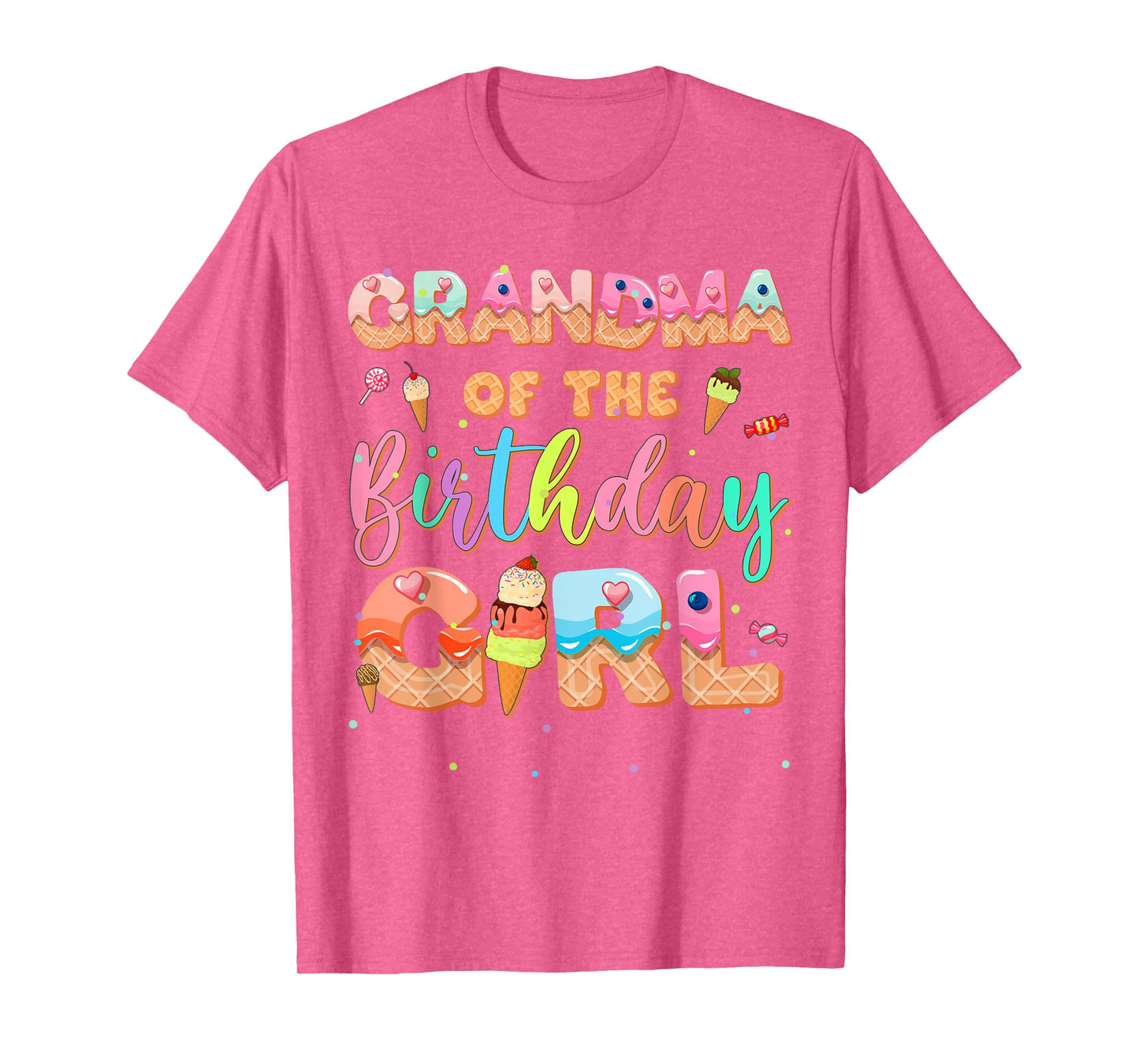 Grandma Of The Birthday Ice Cream Family Matching Party T-Shirt