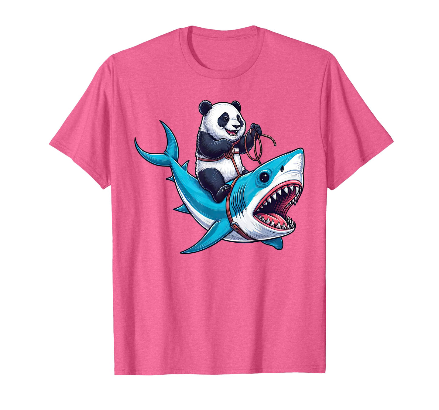 Panda Riding Shark Funny Boys Girls Kids T-Shirt