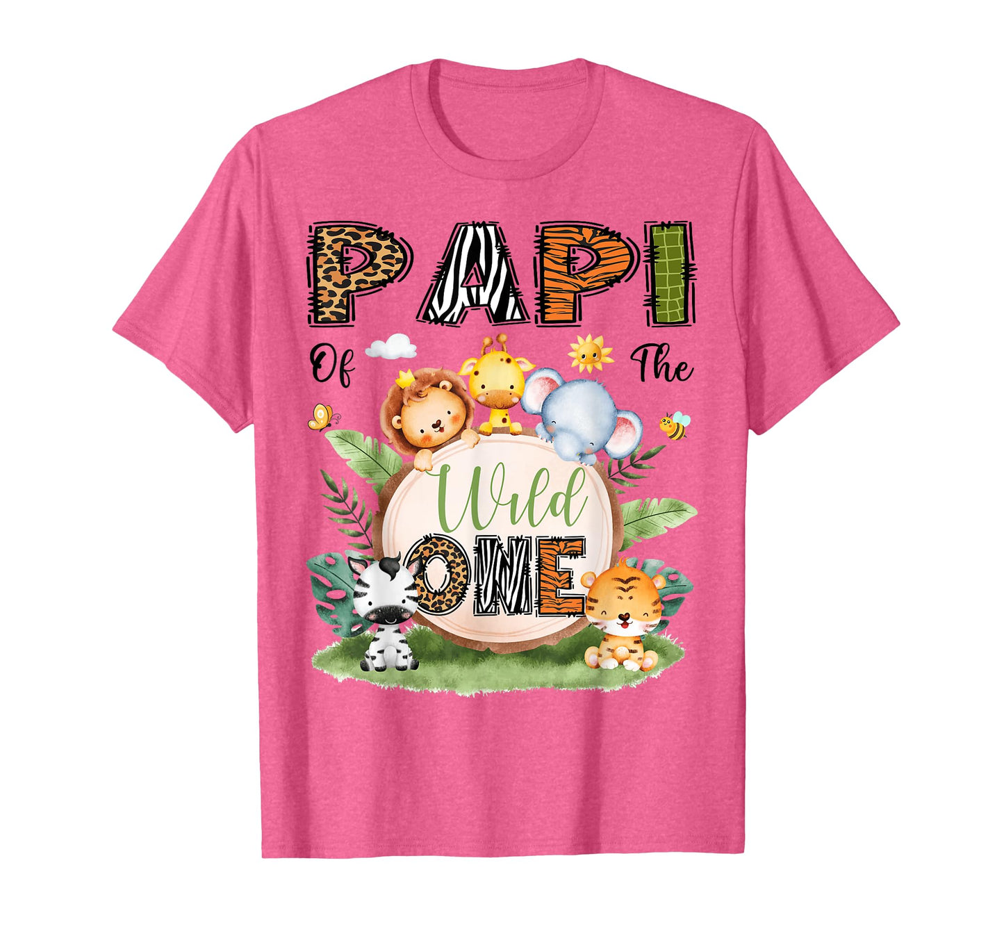 Papi Of The Wild One 1St Bday Boy Safari Woodland T-Shirt
