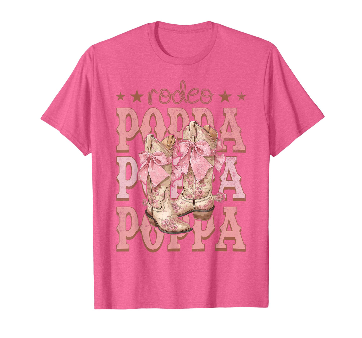 Rodeo Poppa Pink Boots Coquette Cow-Girl Birthday Party T-Shirt