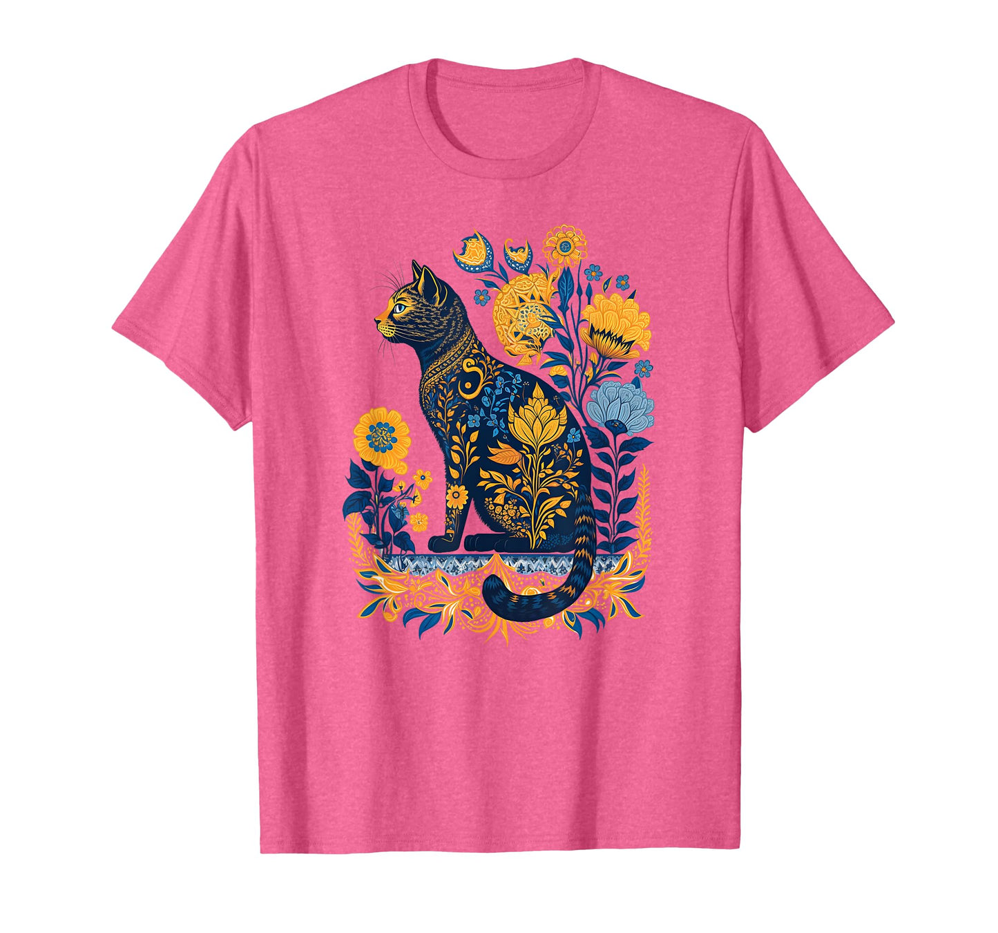 Ukraine Cat Cute Floral Vintage Ukrainian Flag & Vyshyvanka Men Women Kids T-Shirt