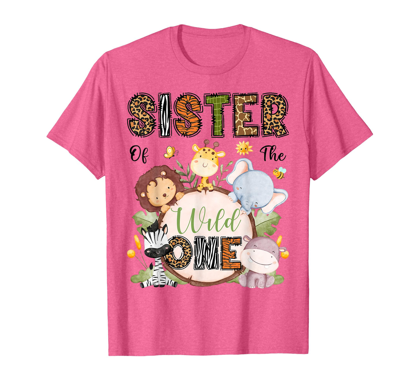 Sister Of The Wild One Safari Woodland 1St Bday Kids T-Shirt