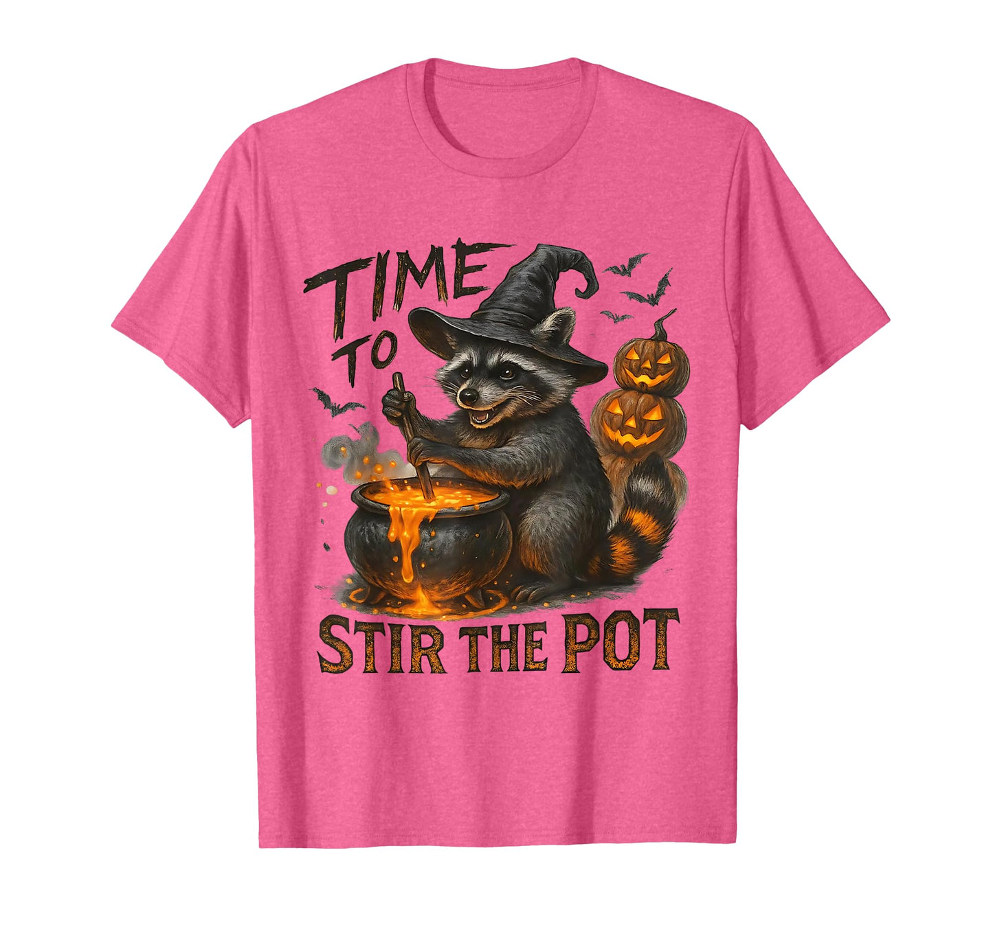 Time To Stir Pot Funny Raccoon Retro Halloween Animals Lover T-Shirt