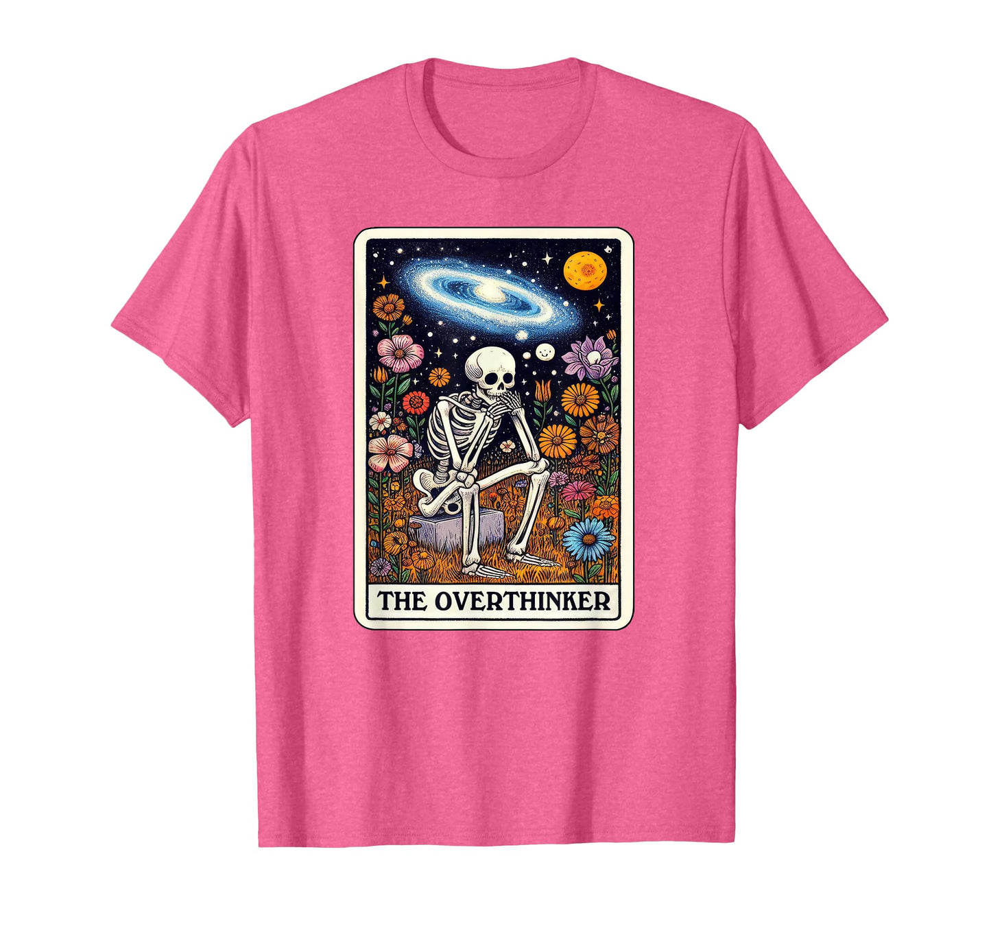 Funny Over Thinker Cool Tarot Card Skeleton Graphic T-Shirt