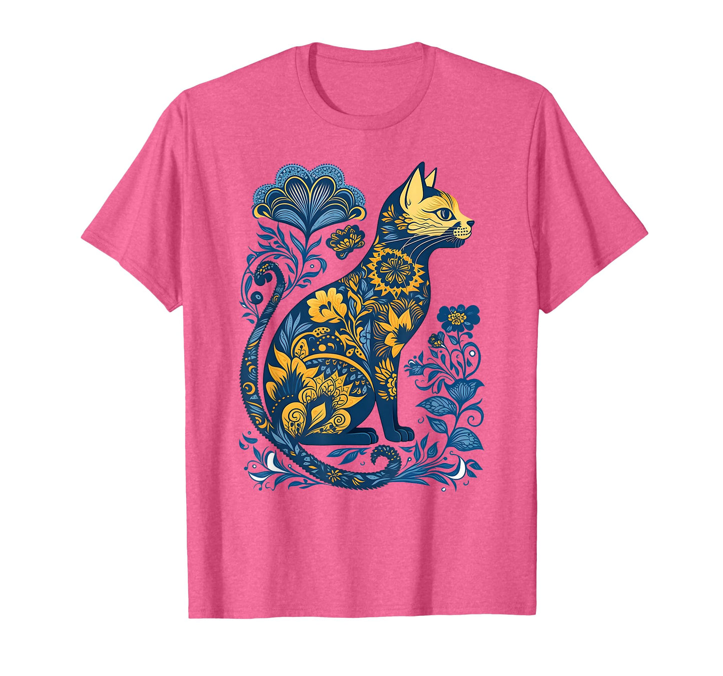 Ukraine Cat Floral Vintage Ukrainian Flag & Vyshyvanka Style T-Shirt