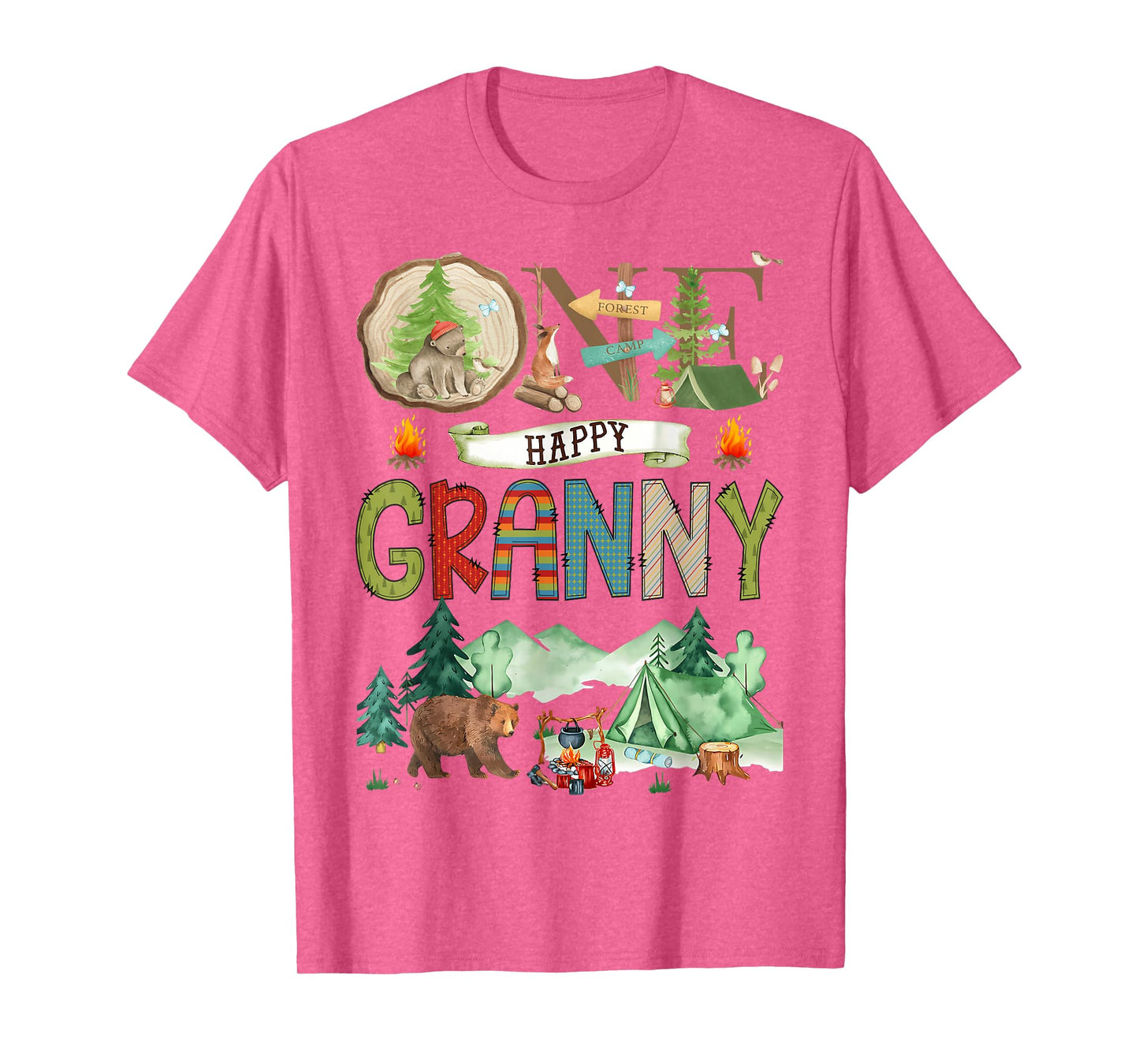One Happy Granny Camper 1St Birthday Camping Bear T-Shirt