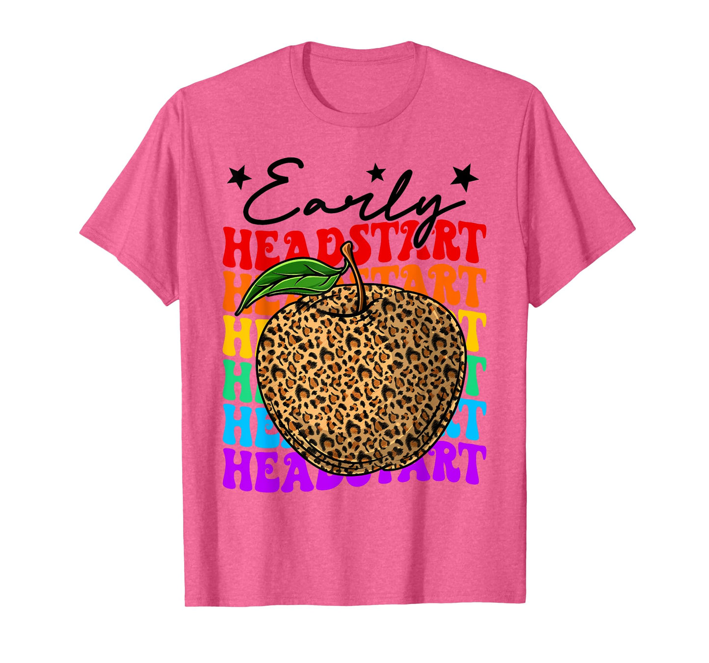 Groovy Early Headstart Teacher Leopard Apple Back To School T-Shirt