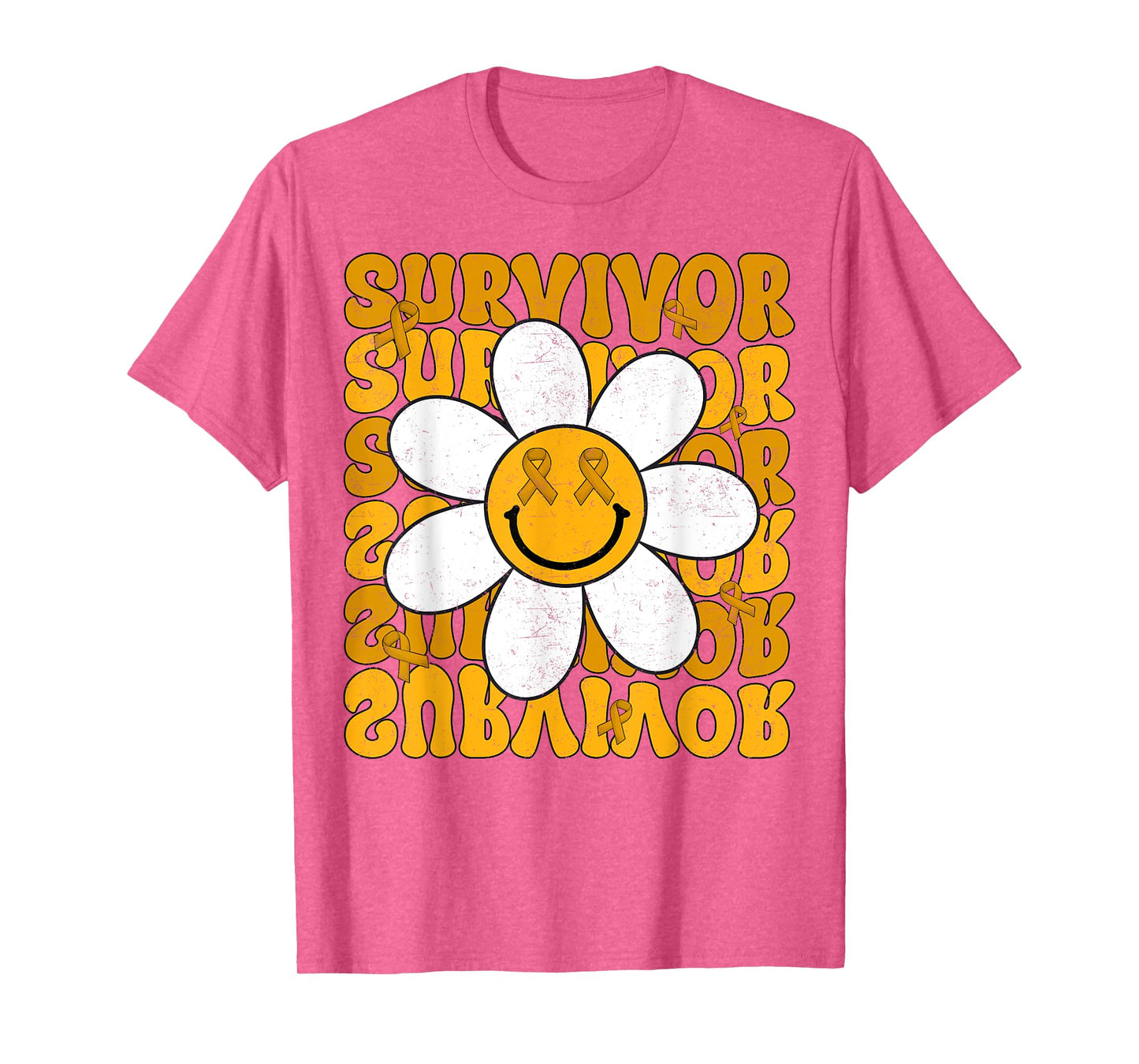 Retro Groovy Childhood Cancer Awareness Month Survivor Kids T-Shirt
