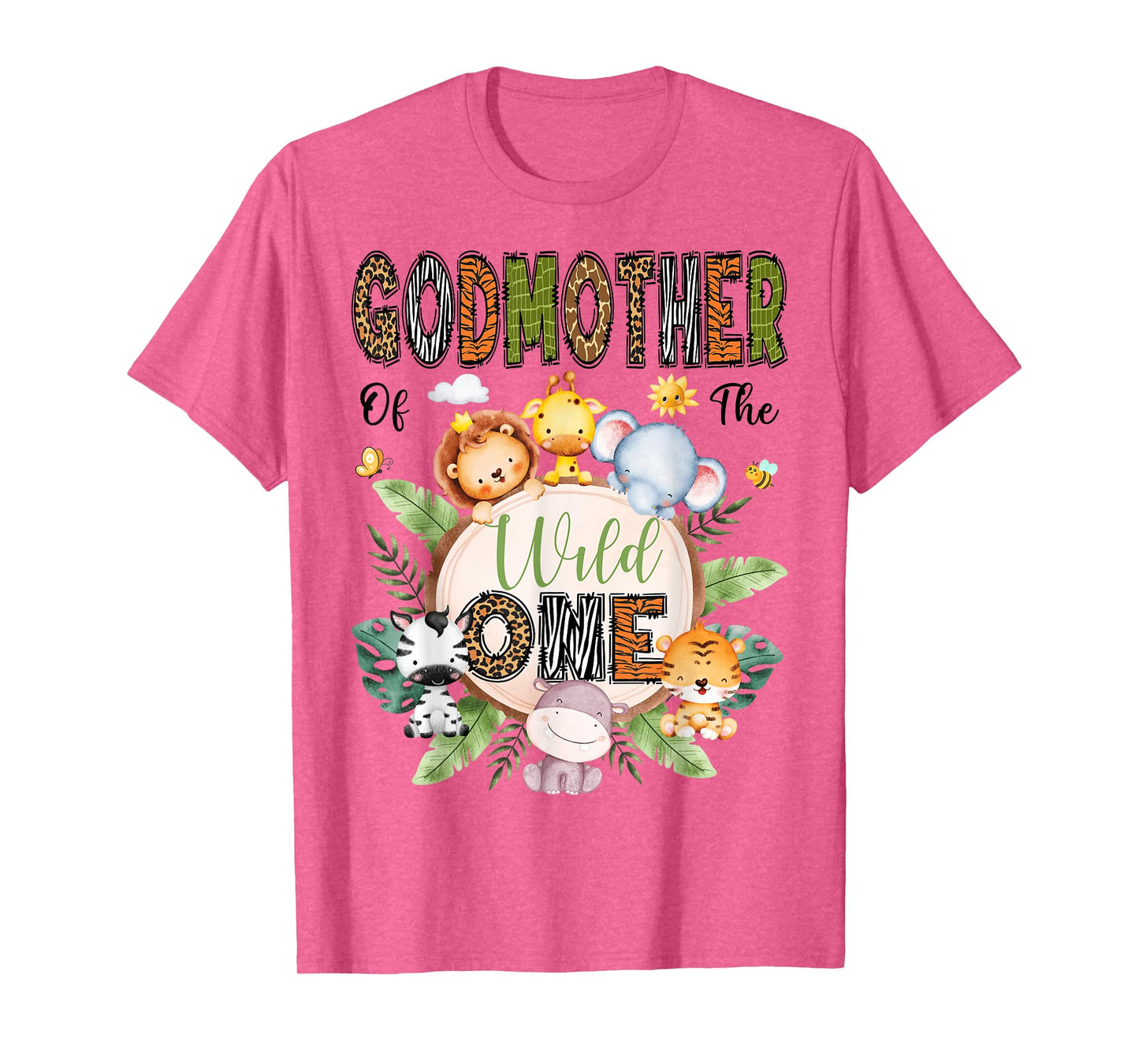 GodMother Of The Wild One 1St Bday Kids Safari Woodland T-Shirt