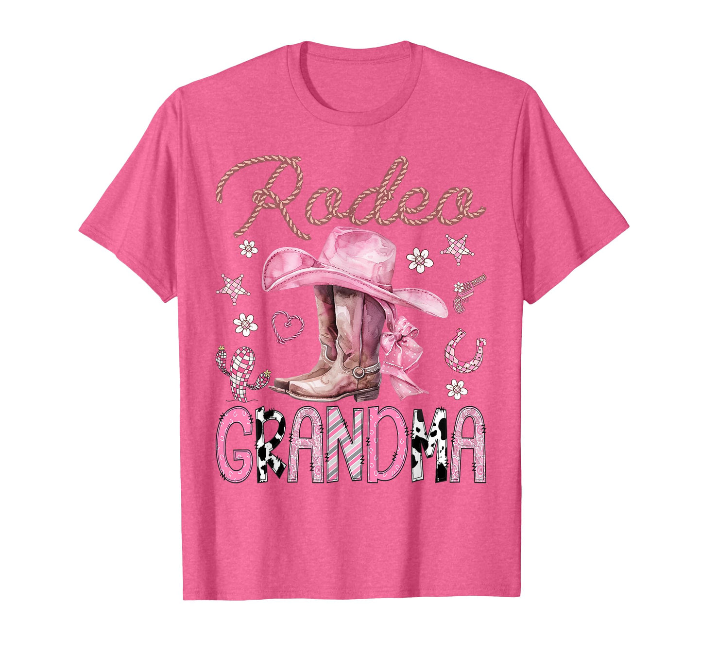 Rodeo Grandma Pink CowGirl Coquette Boots Birthday Girl T-Shirt