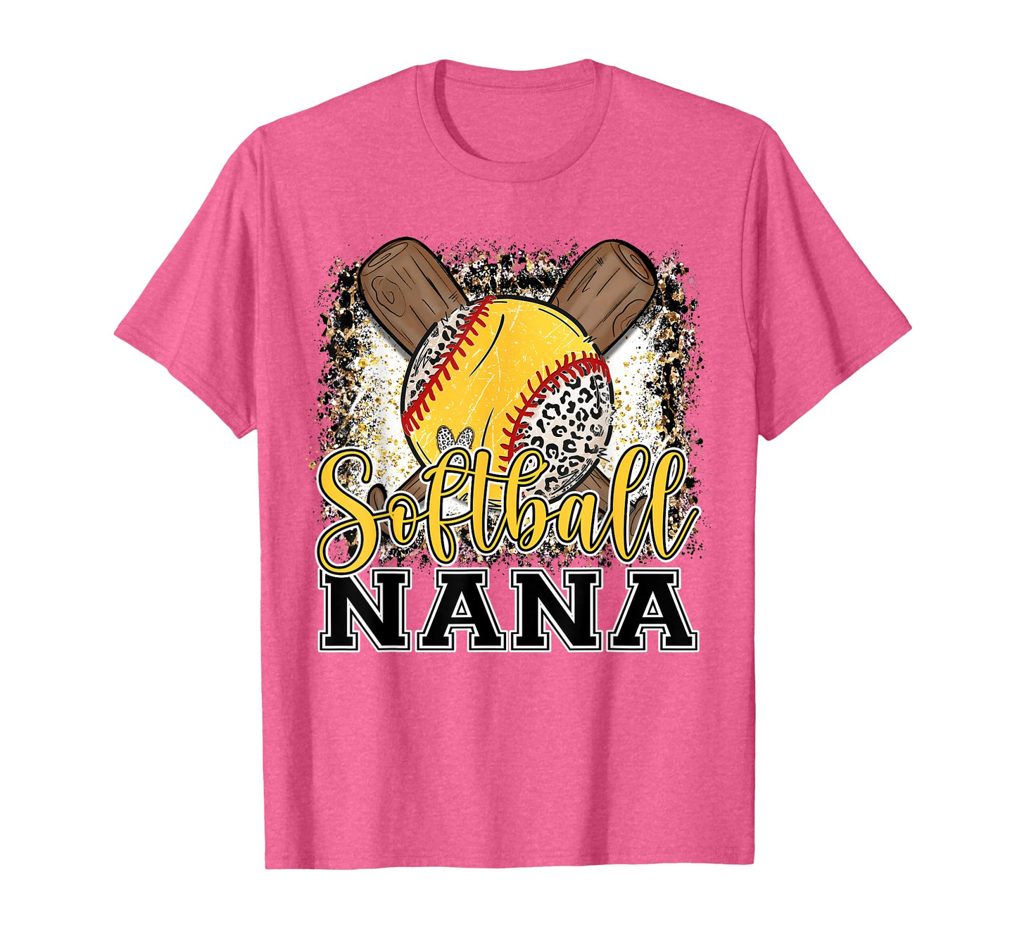 Softball Nana Leopard Funny Softball Pride T-Shirt