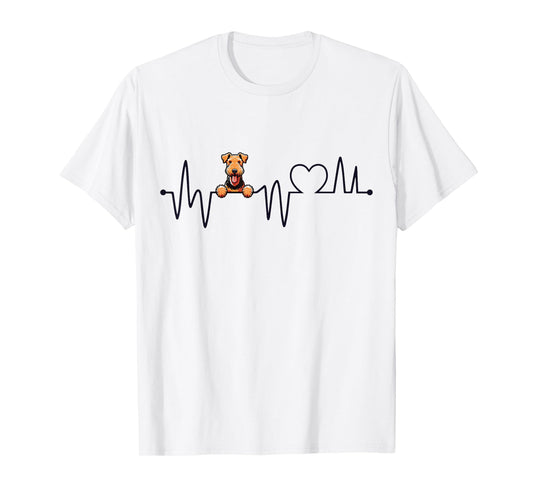 Airedale Terrier Heartbeat - Men Women Kids Airedale Lover T-Shirt