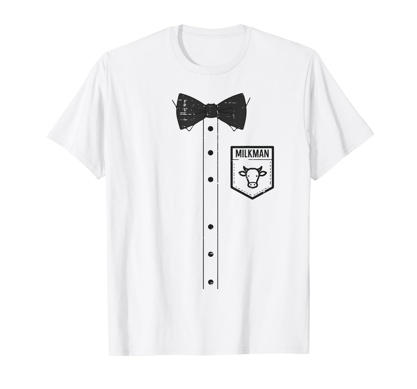 Halloween Milkman Pocket Funny Milk Costume Uniform Dad Men T-Shirt