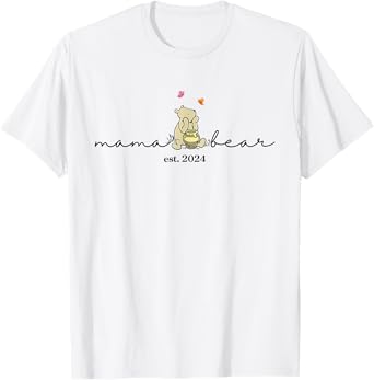 Happy Mother's Day Mama Bear Est 2024 New Mom Pregnancy T-Shirt