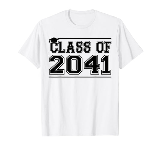Class of 2041 Grow With Me Handprints On Back K to 12 Grade T-Shirt
