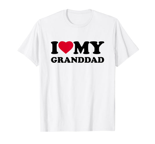 I Love My Granddad Heart Family Grandpa T-Shirt