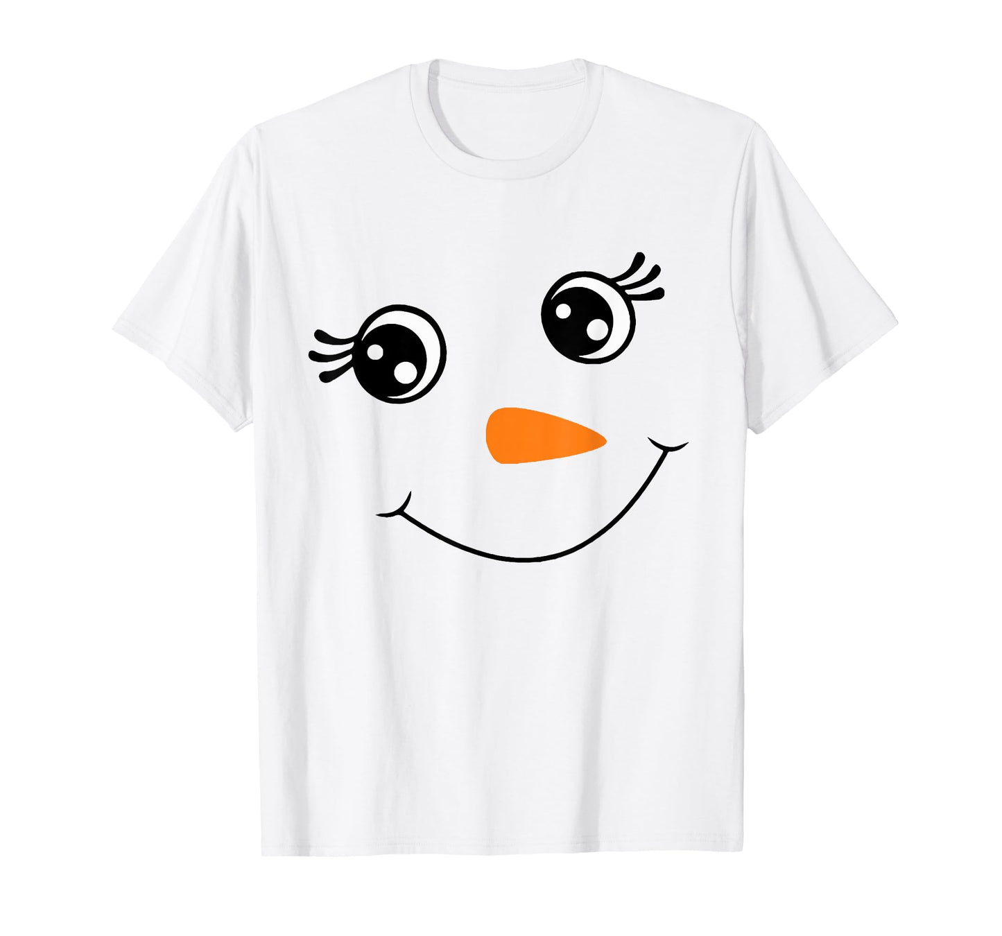 Winter Snowman Face Eyelashes Christmas Xmas For Girl Womens T-Shirt