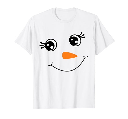 Winter Snowman Face Eyelashes Christmas Xmas For Girl Womens T-Shirt