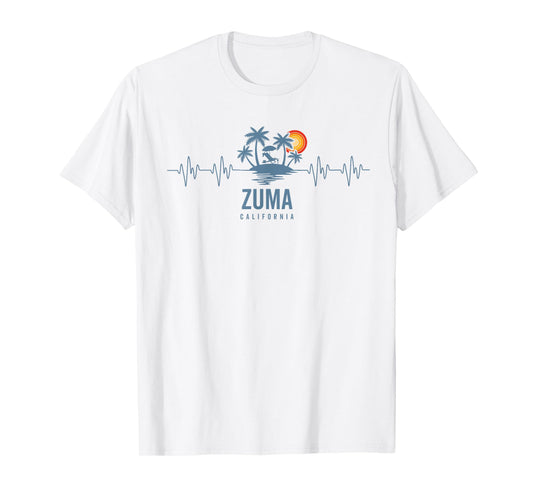 Zuma Beach California Vintage 80s Sunset Heartbeat T-Shirt