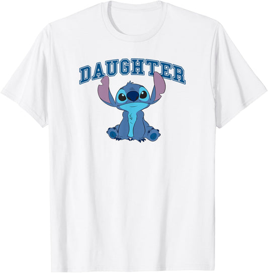Disney Lilo & Stitch Daughter Stitch Big Chest Text Logo T-Shirt