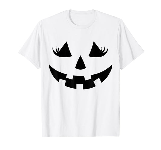 Jack O Lantern Face Pumpkin Eyelashes Hallowen Costume Funny T-Shirt