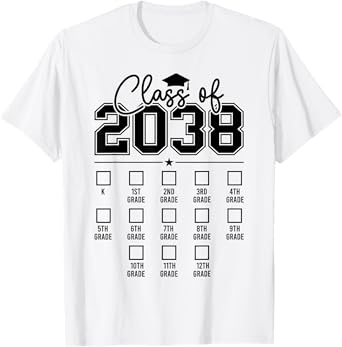 Class of 2038 Grow With Me Funny Kindergarten Back To School T-Shirt