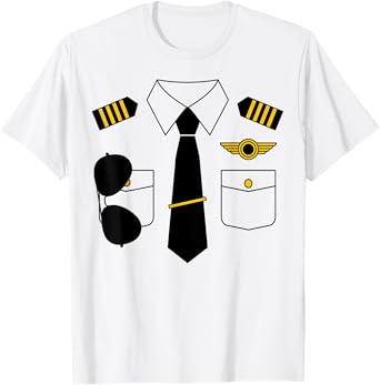 Airline Pilot Costume Kids Dress Up Airplane Halloween T-Shirt