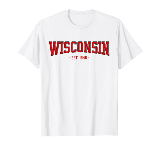 Classic Wisconsin Print Retro Varsity Vintage Wisconsin T-Shirt
