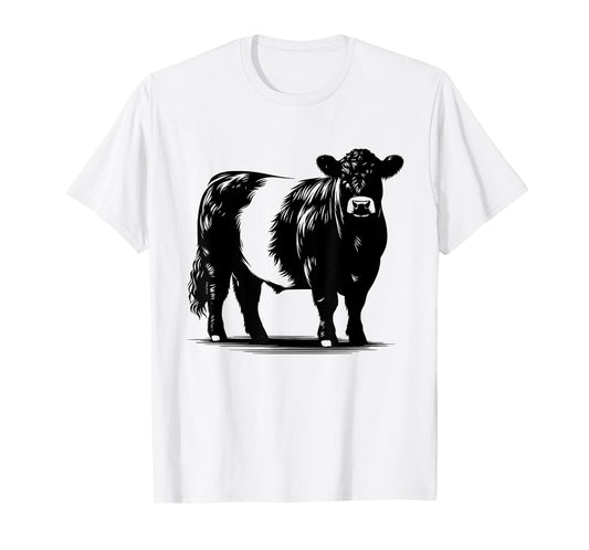 Cow Farmer Breeder - Monochromatic Belted Galloway Cattle T-Shirt
